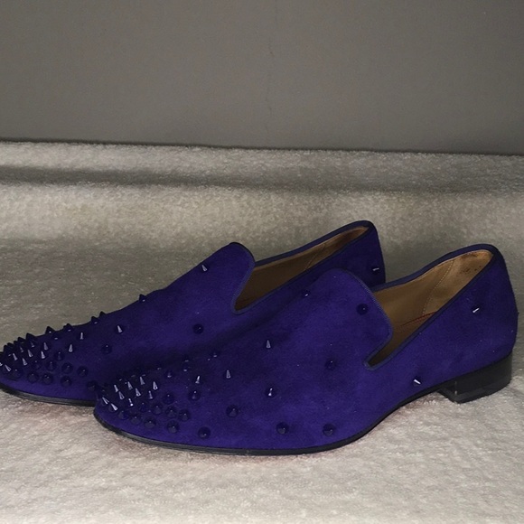 Christian Louboutin Spiked Purple Suede Slip-On Loafers (IT 40.5 / US 7.5) - Picture 3 of 8